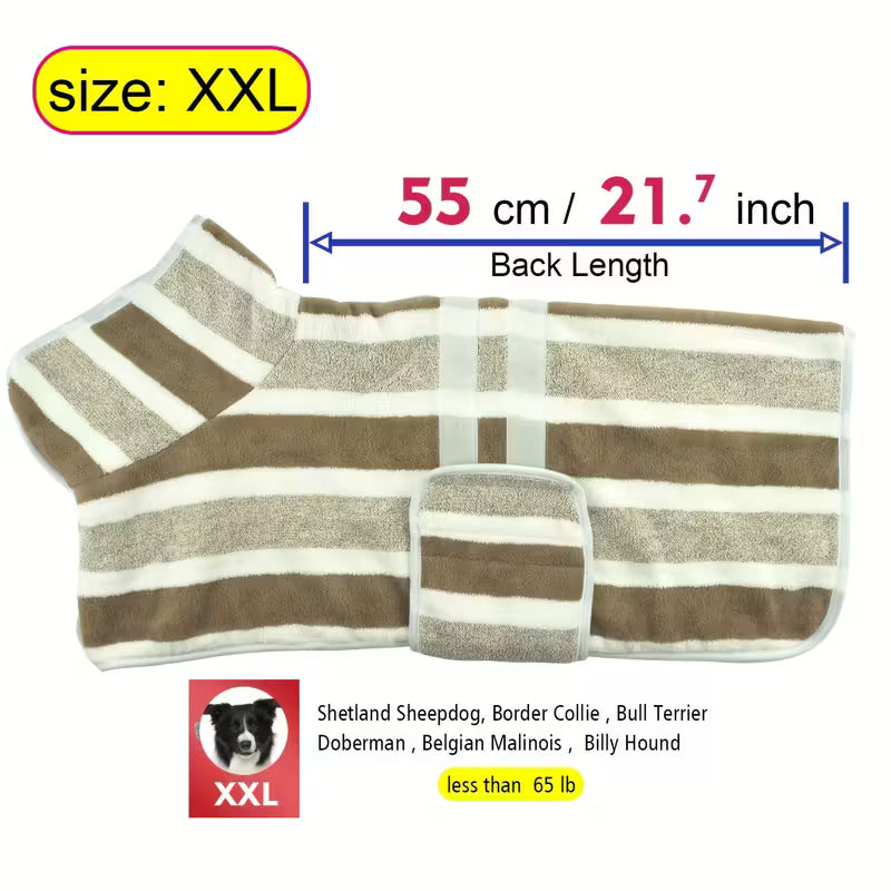 Quick-Dry Striped Dog Bathrobe Towel