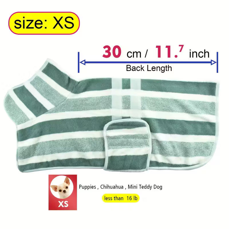 Quick-Dry Striped Dog Bathrobe Towel