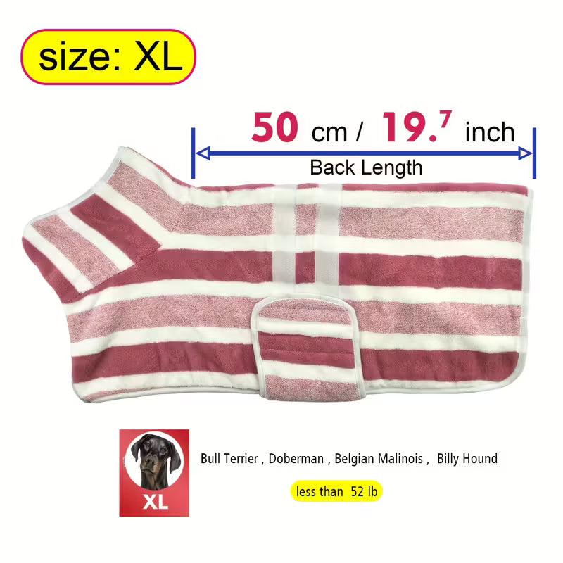 Quick-Dry Striped Dog Bathrobe Towel
