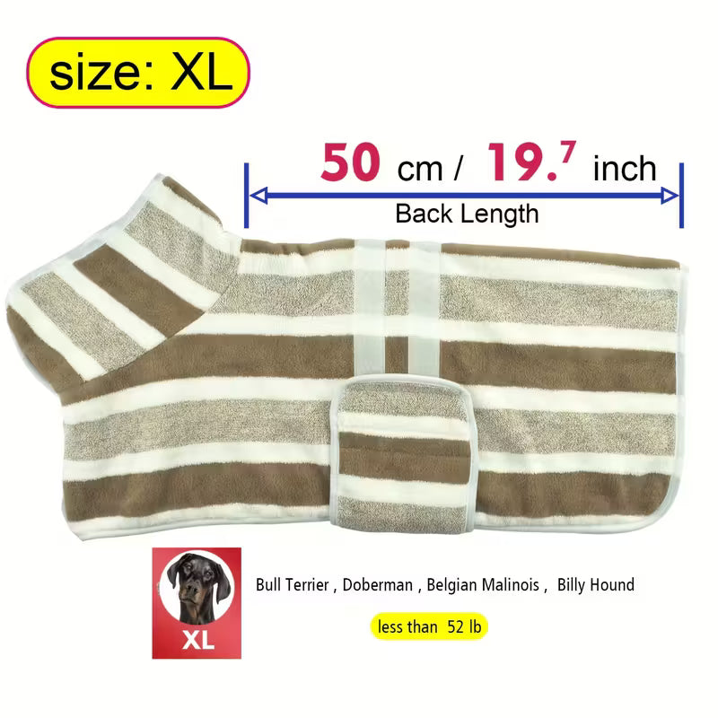 Quick-Dry Striped Dog Bathrobe Towel