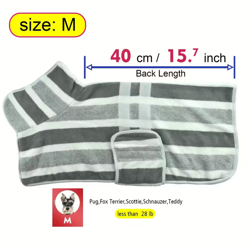 Quick-Dry Striped Dog Bathrobe Towel