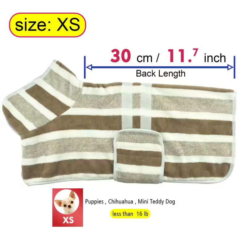 Quick-Dry Striped Dog Bathrobe Towel