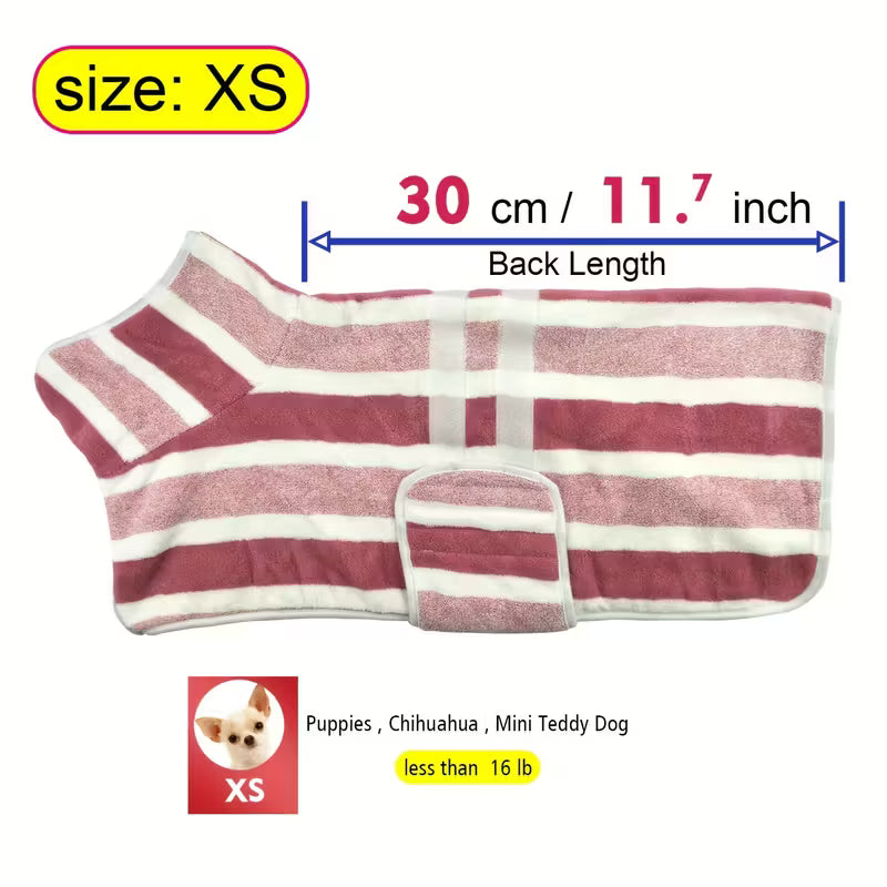 Quick-Dry Striped Dog Bathrobe Towel