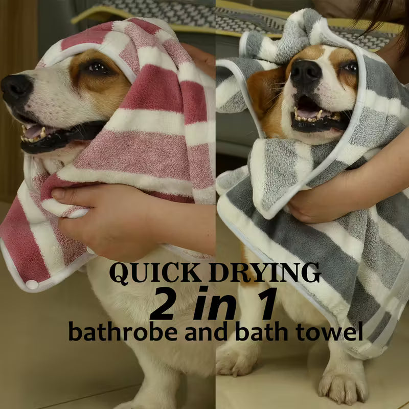 Quick-Dry Striped Dog Bathrobe Towel