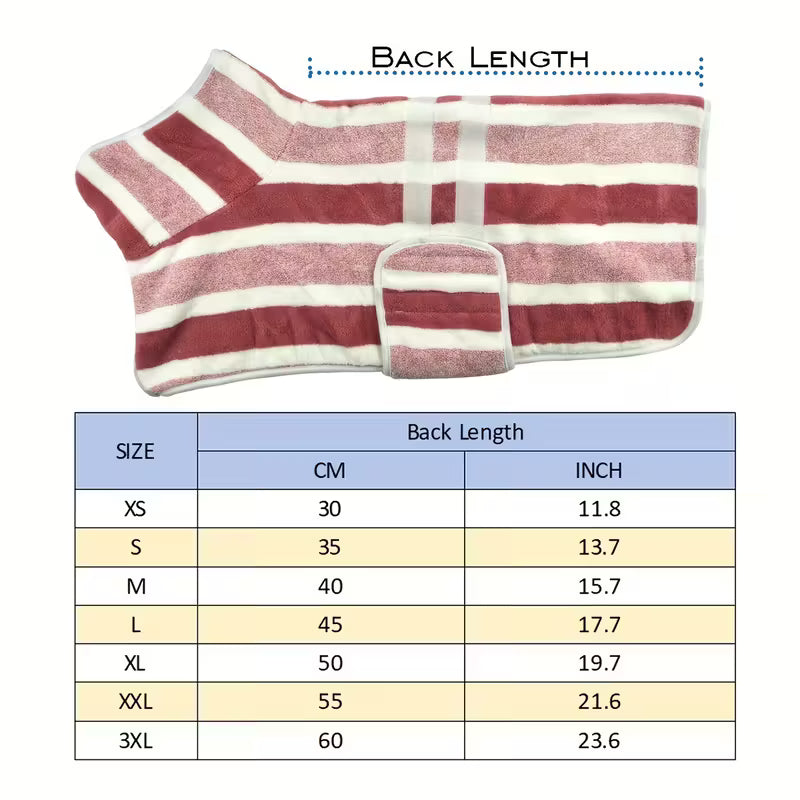 Quick-Dry Striped Dog Bathrobe Towel
