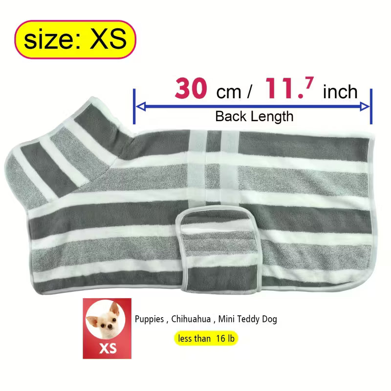 Quick-Dry Striped Dog Bathrobe Towel