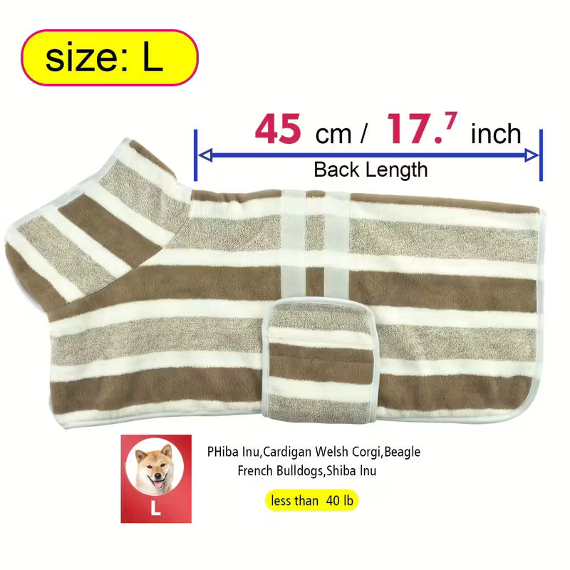 Quick-Dry Striped Dog Bathrobe Towel