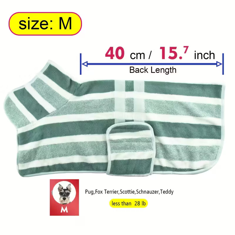 Quick-Dry Striped Dog Bathrobe Towel