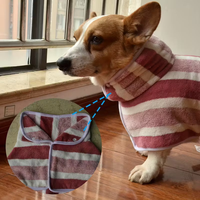 Quick-Dry Striped Dog Bathrobe Towel