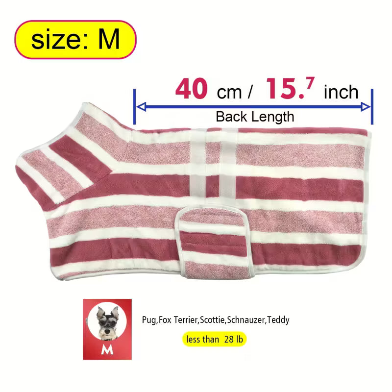 Quick-Dry Striped Dog Bathrobe Towel
