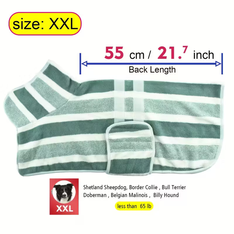 Quick-Dry Striped Dog Bathrobe Towel