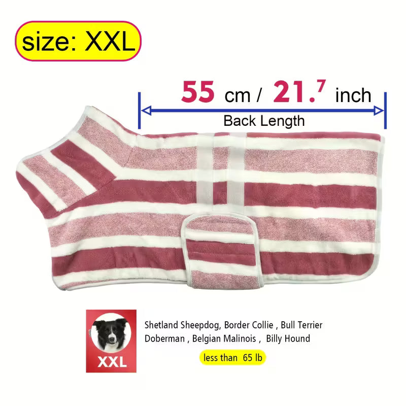 Quick-Dry Striped Dog Bathrobe Towel