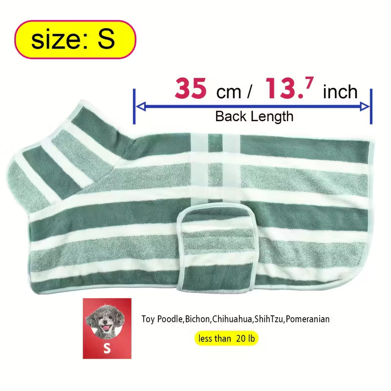 Quick-Dry Striped Dog Bathrobe Towel